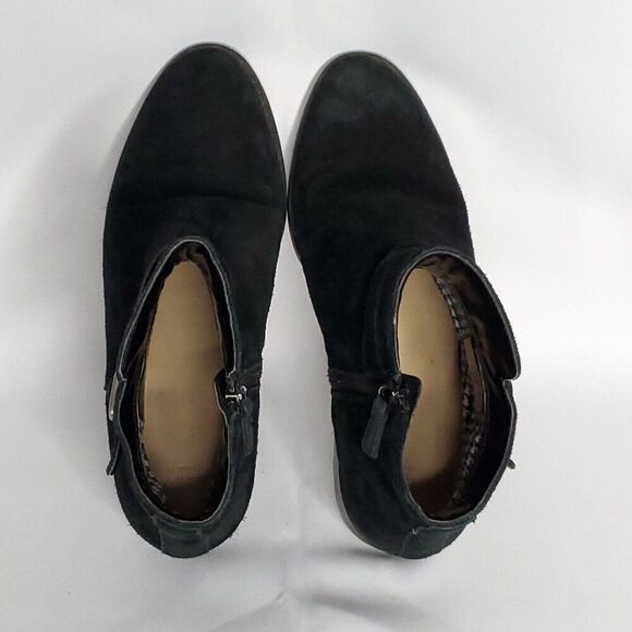 Cole Haan Suede Chelsea Ankle Boots 8 B Black Brushed Silver Tone Side Buckle - Picture 7 of 9